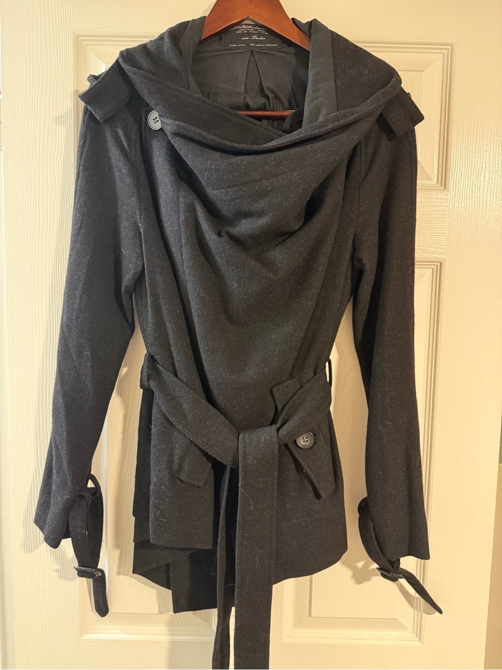 All Saints Black Tailored Peacoat
